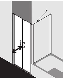 Kermi Pega porte battante PEPTD09320VNK 93x200cm, verre de sécurité trempé argent brillant SR Arena C, sur la zone de douche
